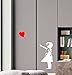 Adesivo STICKER - BANSKY - BAMBINA CON PALLONCINO CUORE - STREET ARTIST - IN VINILE DI ALTA QUALITA' - ideale per DECORARE PARETI, MURI, auto, camion, finestre, MOBILI - BIANCO+ROSSO 88X60 CM