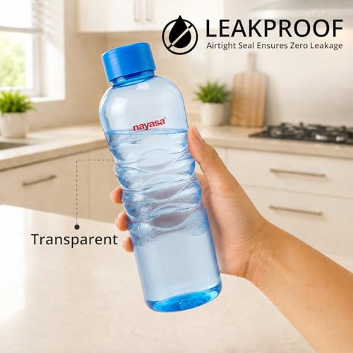 Image of Nayasa Revello (Set Pf 6) 1000 ML Pet Fridge Bottles- 1000 ML, Set Of 6, BPA Free, Rust Free, Ideal For Home, Kitchen, School, Office, Multicolor