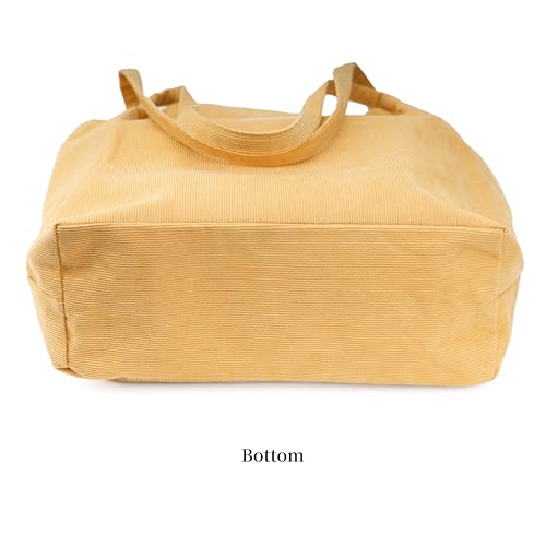 Image of Corduroy Tote Bag Cute Tote Bags for Women Shoulder Bag with Inner Pocket for Work Beach Travel and Shopping Grocery