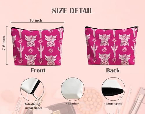 Image of Western Makeup Bag,Western Gifts For Women,Cow Makeup Bag,Cowgirl Stuff,Western Stuff For Women,Western Gifts,Cowgirl Gifts(Leather COW S)