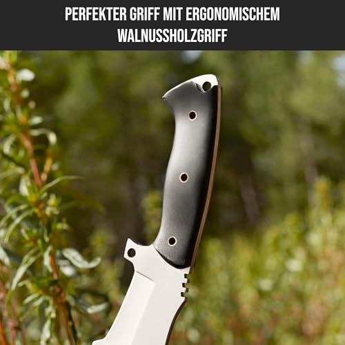 BIGCAT ROAR Black Jaguar Tracker – Jagdmesser D2 Stahl 30,5 cm – Micarta Griff & Lederetui – Feste Klinge mit Wellenschliff – Outdoor Messer Survival Bushcraft Camping – Geschenk für Männer Jäger – Bild 5
