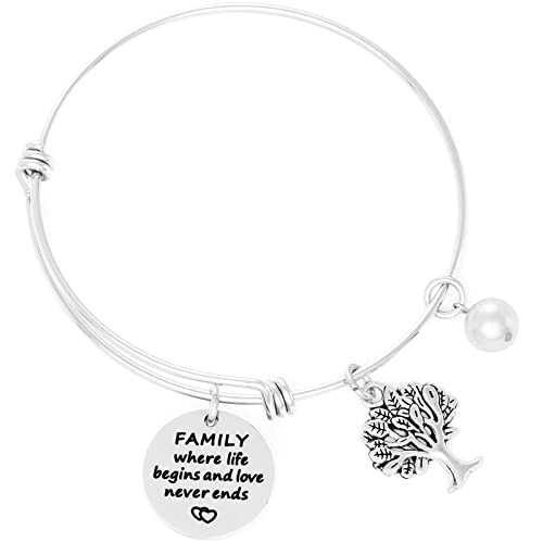 HUTIMY Family Tree Bracelet Family Where Life Begins and Love Never Ends Bracelet Jewelry for Mom