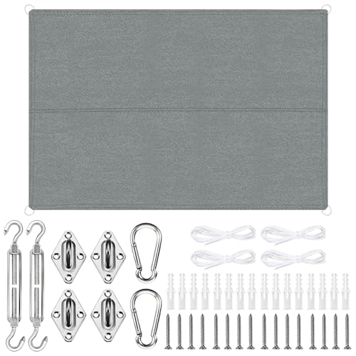 NXPZ Voile d'ombrage 3 X 3m Imperméable, Voile d'ombrage Rectangulaire avec Œillets, avec Kit de Fixation, Respirante, Protection UV, pour Terrasse, Jardin,...