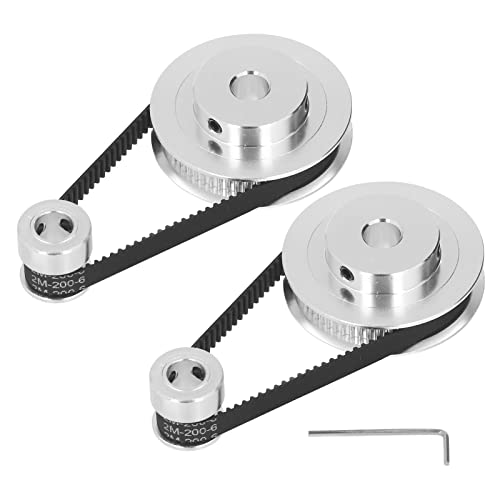 QANYEGN 2 Set Synchronous Wheel, GT2 Aluminum Alloy Timing Pulley with 2Pcs Length 200mm Width 6mm Belt (8mm / 0.31in Bore)