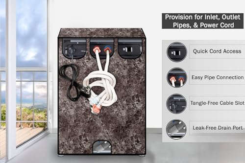 Image of Stylista Top Load Fully Automatic Washing Machine Cover Compatible for IFB 8 kg, 8.5 kg, 9 kg & 9.5 kg, Marble Pattern Brown
