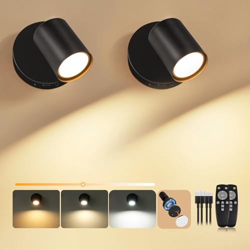 Focos magnéticos recargables de pared con mando a distancia para leer en el dormitorio