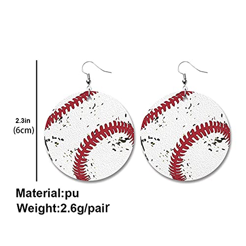 Retro Sports Ball Leather Dangle Earrings Baseball Basketball Soccer Volleyball Shape Earrings For Women Girls Jewelry(A) #TOP1