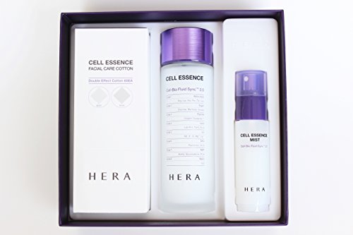Hera Cell Essence Cell-Bio Fluid Sync 2.0 150ml 5 Oz 2018 New Version, Mist and Facial Care Cotton 60ea Special Gift Set 2016 New