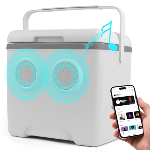 Cooler with Bluetooth Speakers, 48-Hour Ice Retention Cooler with Speakers, [2026 Upgrade] Portable Camping Cooler Speakers for Tailgating, Camping, Lunch