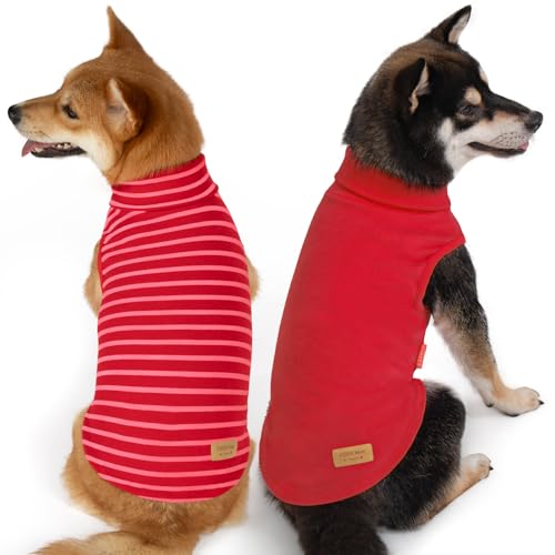 Image of KYEESE 2Pack Dog Sweater for Small Dogs Soft Pet Coats Fleece Sweatshirt | Warm Turtleneck Dog Pullover Clothes, 4-Way Stretch & Lightweight Vest, Doggie Coat in Cold Weather, Daily Wear