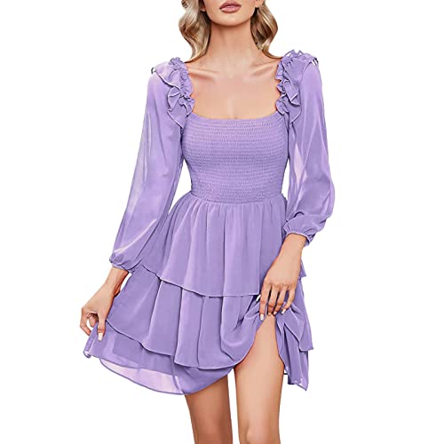 Damen Chiffon A Line Dress Lila Kleid Rapunzel Kostüm Damen Weiß Kleid...