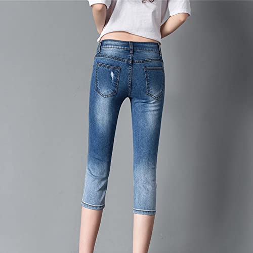DGHM-JLMY Women's Capri Stretch Casual Jeans Slim Fit Sexy Pattern Skinny Capri Jeans Soft Mid-Rise Summer Denim Pants3