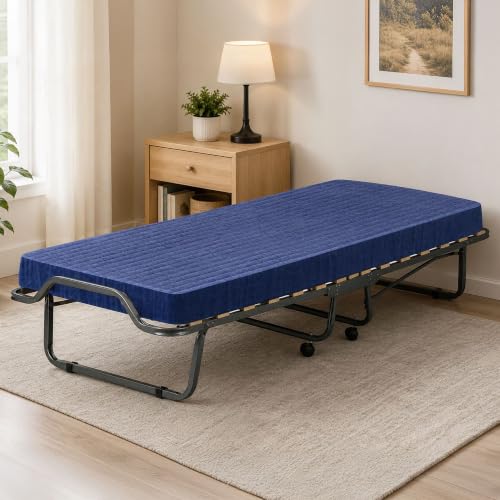 Talamo Italia   Cama Plegable Venera con 15 somieres, Incluye colchón, Cama Que Ahorra Espacio, 100% Fabricada en Italia, 80 x 190 x 39 cm, Antracita, Funda Protectora bajo petición