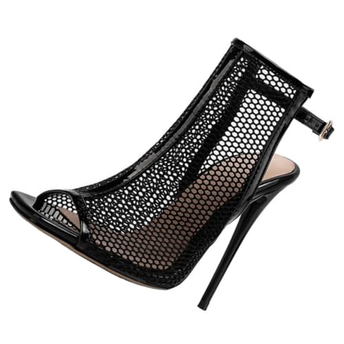 Sandales d'été légères à talons aiguilles fins pour soirée chic noire