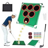 Golf Spielset, Hinterhof Golf Putting Green Matte, 20 Klebebällen, 6 Lochabdeckungen & Tragetasche, Junge Erwachsene Training System für Party Gefälligkeiten Urlaub Strand