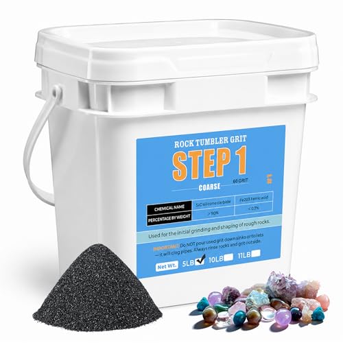 Image of KomeStone 5LB Rock Tumbler Grit Step 1 Refill - Coarse 60 Silicon Carbide Tumbling Media, Compatible with Any Rotary & Vibratory Tumblers, Polishes Up to 80 LBS of Rough Stones
