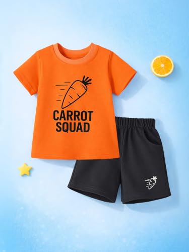 Image of HILEELANG Toddler Boy Summer Outfit Set 2 Piece Short Sleeve T Shirt and Short Soft Breathable Cotton Clothing Sets 2-7T