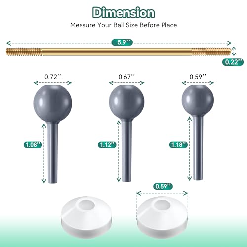 Enhon 2 Pack Universal Pop Up Drain Assembly, Sink Rod Compatible With Stopper, Pivot Bathroom Sink Repair Kit, Includes 3 Sizes of Balls and Cone Washers - Thumbnail 6