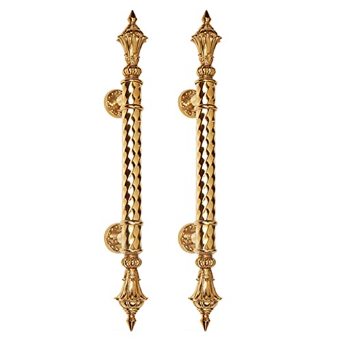 Tirador de puerta de acero inoxidable dorado de estilo europeo de 60 cm, mango de puerta delantera, agarre para granero/oficina, barra de empuje de dos caras, diseño duradero y elegante