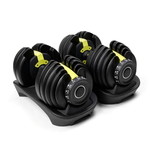 Image of Boldfit Adjustable Dumbbells Set for Gym & Home Workout Dumbbell Set for Men & Women Exercise Equipment for Home Gym Strength Training Powerflex- Yellow & Black, 2.5kg-24kg Each (1 Pair)