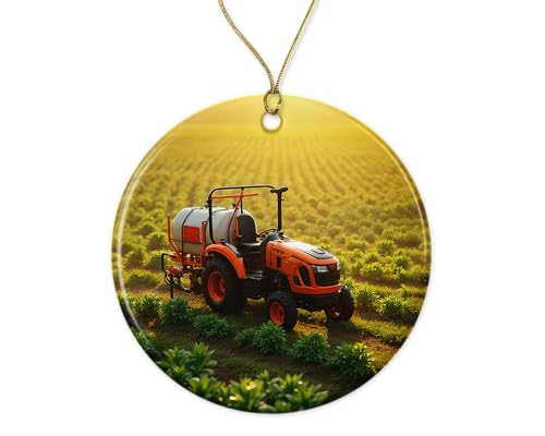 Décoration de Noël tracteur en céramique double face chic - 2