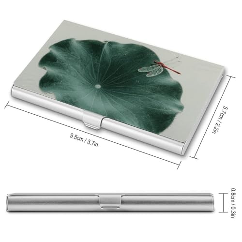 Slim Metal Business Card Holder - Dragonfly by The Lake Aluminum Alloy Card Case with Buckle Closure, Holds 20 Cards & Cash, Professional Credit Card Size ID Holder for Men Women Gift2