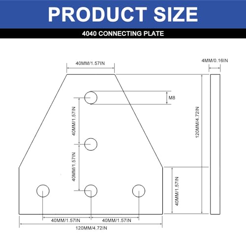 Image of 10pcs 4040 Extrusion T Plate Joining Corner Brackets Connector T Slot Hardware 4040 V Slot Aluminum Extrusion Accessories with T Nuts and Screws for Extruded Aluminum Black