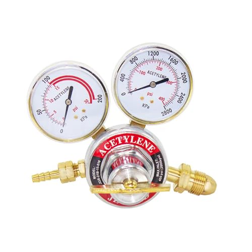 Image of Acetylene Regulator for Gas Cutting Welding Torch, CGA510 Inlet Connection Welding Acetylene Tank Regulator, CGA510 nut acetylene Welding Regulator