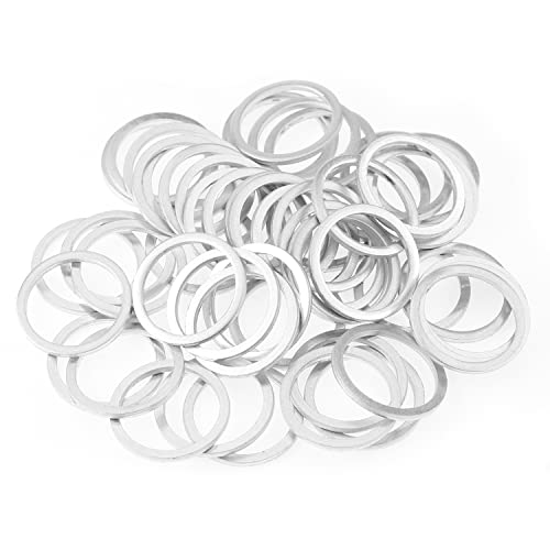 Image of HELIFOUNER 50 Pieces M18x22x1.5mm Automotive Drain Plug Gaskets, Oil Crush Washers, Aluminum Flat Washers, Inner Diameter 18mm, Outer Diameter 22mm, Thickness 1.5mm