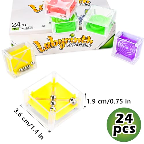 Goldge AGFAHL7008 24 Pcs Balance Iq Maze Game Toy Set - Mini 3D Brain Maze Puzzle Cubes In A Box. Fun Party Favor Games And Ideal Prizes thumb #1
