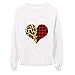 Xmiral Camicetta Top Donna Valentine Heart Print O Collo Maglione Allentato Manica Lunga Casual (3XL,3bianca)