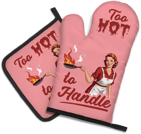 DYJYBMY Too Hot to Handle Funny Vintage Lady Oven Mitts and Pot H...