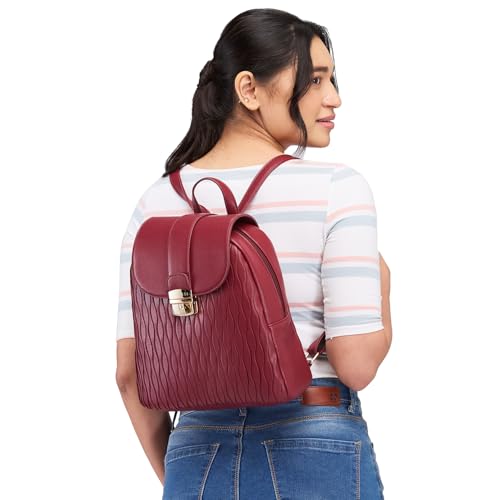 Image of Caprese Shelbee Casual Backpack, Medium | Quilted Backpack for Women with Buckle Lock, Adjustable Shoulder Strap & Back Zip Closure | For Everyday Outings, College and Travel
