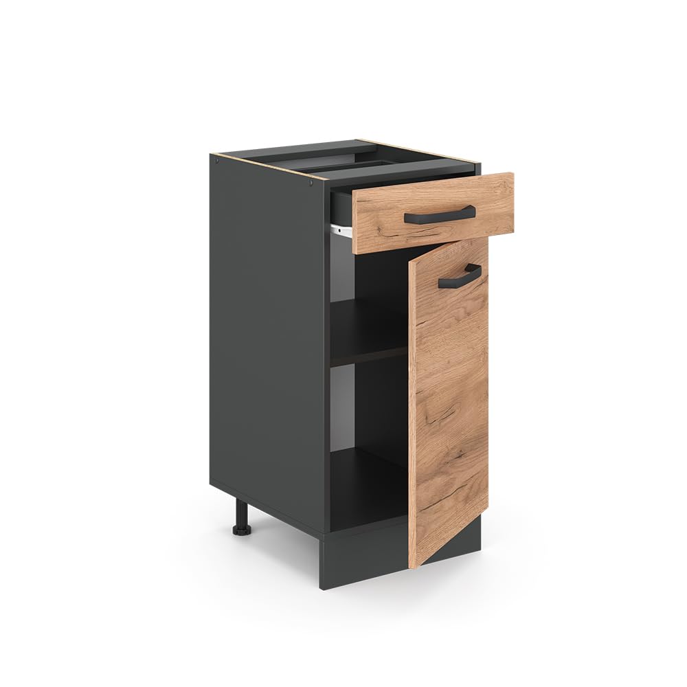 Vicco Mueble bajo de Cocina R-Line, Roble Dorado/Antracita, 40 cm sin encimera