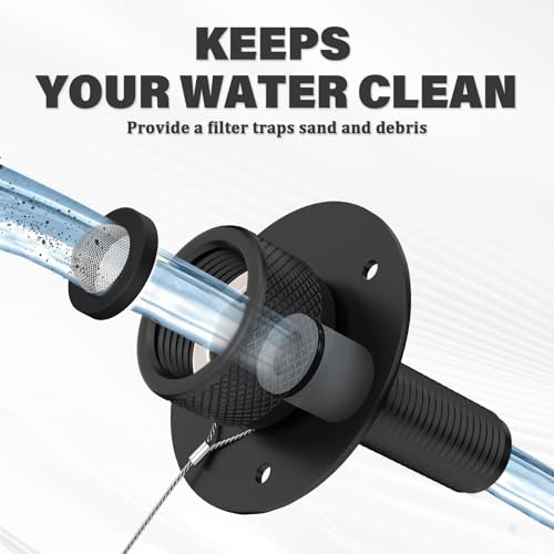 Image of 2 Pack All Metal RV City Water Inlet with Check Valve RV Water Inlet -rv Water Fill Inlet Leak Proof & Universal Fit for RV Camper Motorhome Trailer Marine -Black
