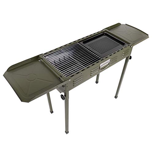 Parrilla de Barbacoa Portátil Parrilla de carbón con Soporte Juego de Parrilla de carbón para Barbacoa Parrilla de ahumador Parrilla de Mesa para cocinar al Aire Libre Camping Jardín al Aire