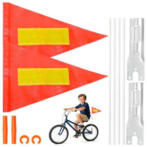 MAIXINNEW 2 Pièces Drapeaux de Sécurité de Vélo, Drapeau Triangulaire de Sécurité pour Vélo d'enfant, Imperméable et Indéchirable, Drapeau...