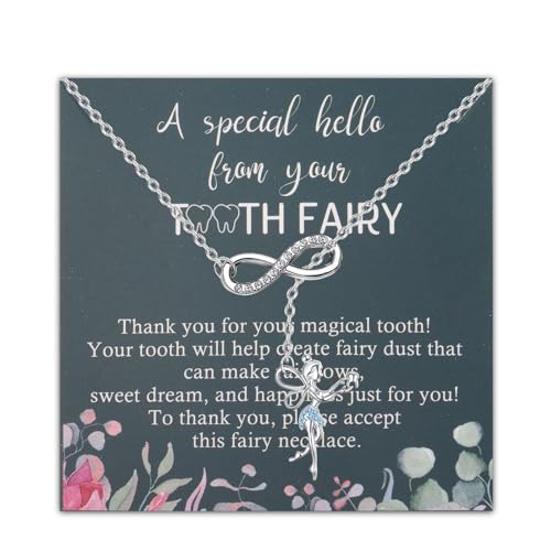 BAUNA Tooth Fairy Gifts First Lost Tooth Gift Tooth Fairy Y Lariat Necklace For Lost Teeth Dentist Gift Dental Jewelry