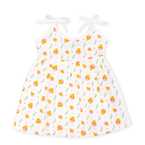 Image of Kidbea Muslin Frock for Baby Girls | Cotton Dress for Newborn Babies | Sleeveless, Tie-Up Shoulders Summer Wear Clothes