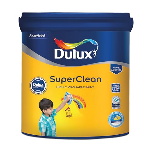 Image of Dulux SuperClean Interior Emulsion Paint For Walls | Soothing Sheen & Rich Finish | Washable & Easy To Clean | Water Based Durable Paint (20L, Br.White)
