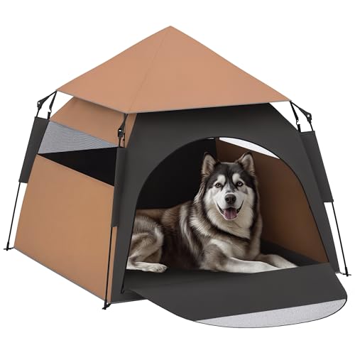 Tenda per animali domestici PawHut, tenda per cani, casetta per gatti all'aperto, casetta per cani con finestra a rete, tenda per cani con borsa per il trasporto, tettoia parasole per cortile,