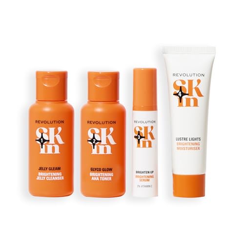 Image of Revolution Skin Be Bright 4 Step Starter Kit, 4 Mini Products | Skincare Set with Cleanser, Toner, Serum & Moisturizer, Vegan & Cruelty-Free
