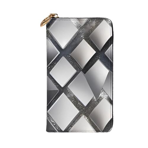 Silver Sequin Sparkle Pattern Prints Leather Long Clutch Wallet for Fashionable Girls and Women - Durable, Stylish, and Functional, Black, One Size2