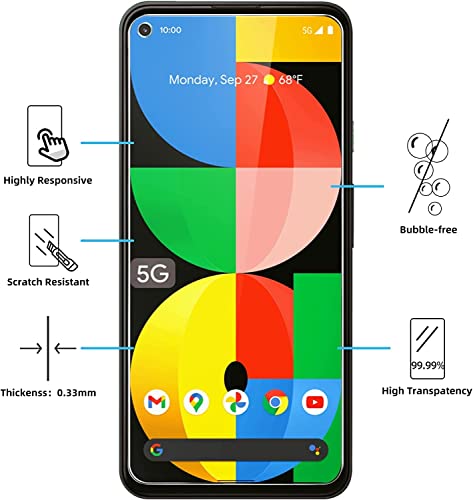 Image of Tempered Glass Screen Protector Compatible for Google Pixel 5A with Edge to Edge Coverage and Easy Installation Kit, Pack of 1, Black