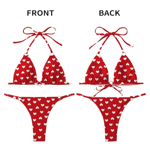 Image of MIKETAI Sexy Bikinis for Women 2 Piece Bikini Spaghetti Strap Swimsuits Solid Color Bathing Swimwear Triangle Bathing Suit