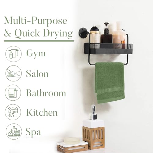 Image of DAN RIVER 12-Pack Premium 100% Cotton Sage Green Face Towels for Bathroom - Reusable Face Wash Cloths for Showering 12x12 Inches - 550 GSM Super Soft & Absorbent Luxury WashCloths for Body, Spa & Gym