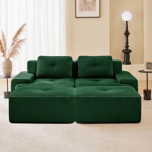 Image of Corduroy Modular Sectional Sofa, Oversized Cloud Couches for Living Room