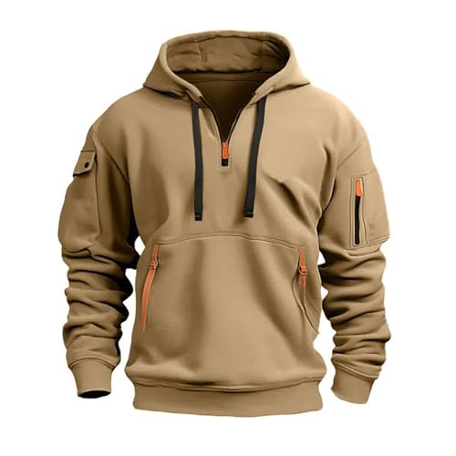 Men Hoodie Long Sleeve Sportswear Half Zip Hooded Coat Baggy Hoody Spring Autumn Jumpers Sweatshirt