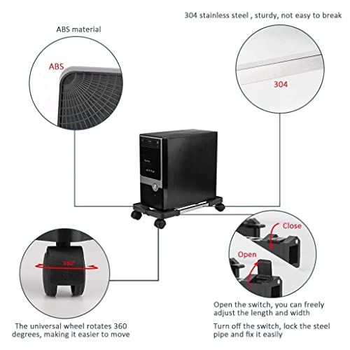 Soporte móvil ajustable para torre de computadora CPU con ruedas universales para cajas de PC miniatura 6