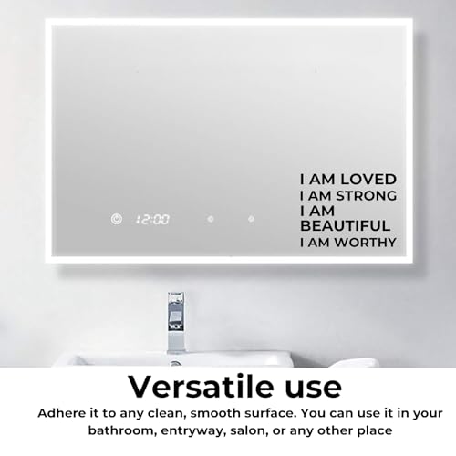 Image of 4pcs Self-Affirmation Mirror Decal Set, I AM Loved, Strong, Beautiful, Worthy, Positive Meditation Vinyl Stickers, Motivational Wall & Mirror Stickers, Inspiring Bathroom Decor